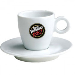 6 tasses et sous-tasses espresso blanches Vergnano