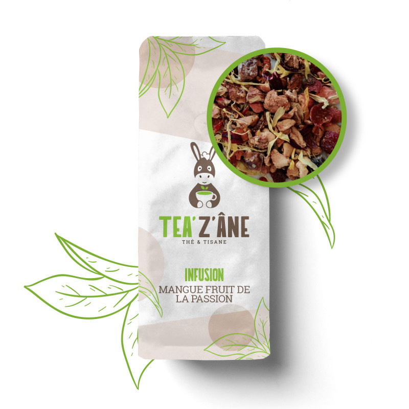 Infusion Mangue Fruit de la Passion - Vrac 100g - Tea’Z’Âne Infusion Mangue Fruit de la Passion - Vrac 100g - Tea’Z’Âne