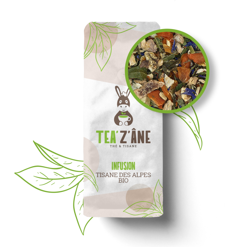 Infusion Tisane des Alpes - Vrac 100g - Tea'Z'Âne Infusion Tisane des Alpes - Vrac 100g - Tea'Z'Âne
