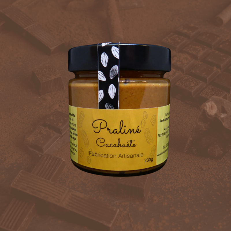 Pot de praliné cacahuète 230g de Léa & Alexandre Pot de praliné cacahuète 230g de Léa & Alexandre