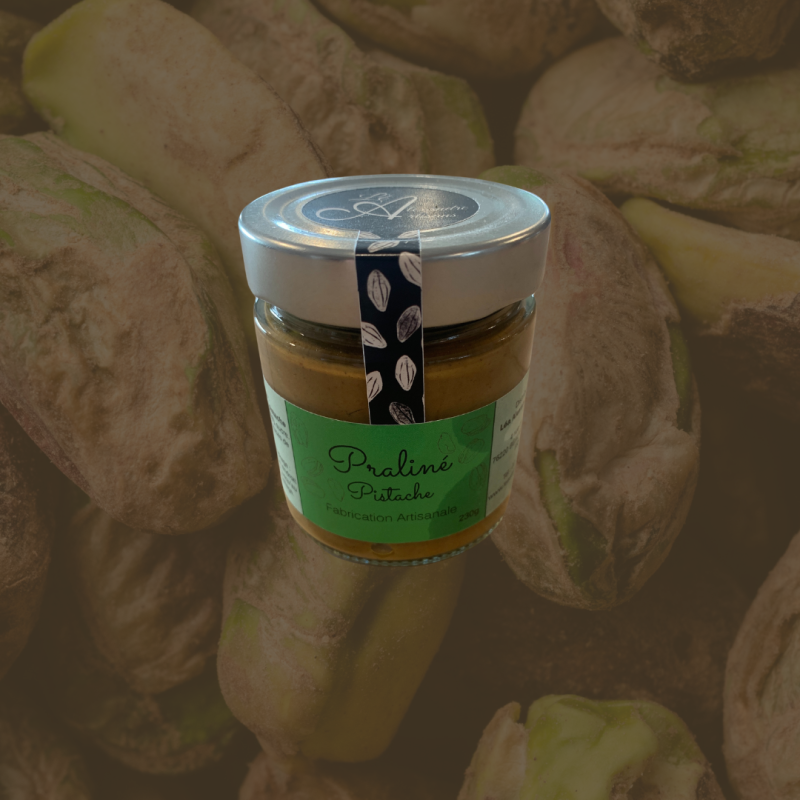 Pot de praliné pistache 230g de Léa & Alexandre Pot de praliné pistache 230g de Léa & Alexandre